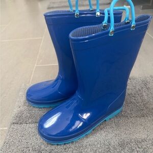 Kids Waterproof Blue Rain Boots with Easy-Grab Handles